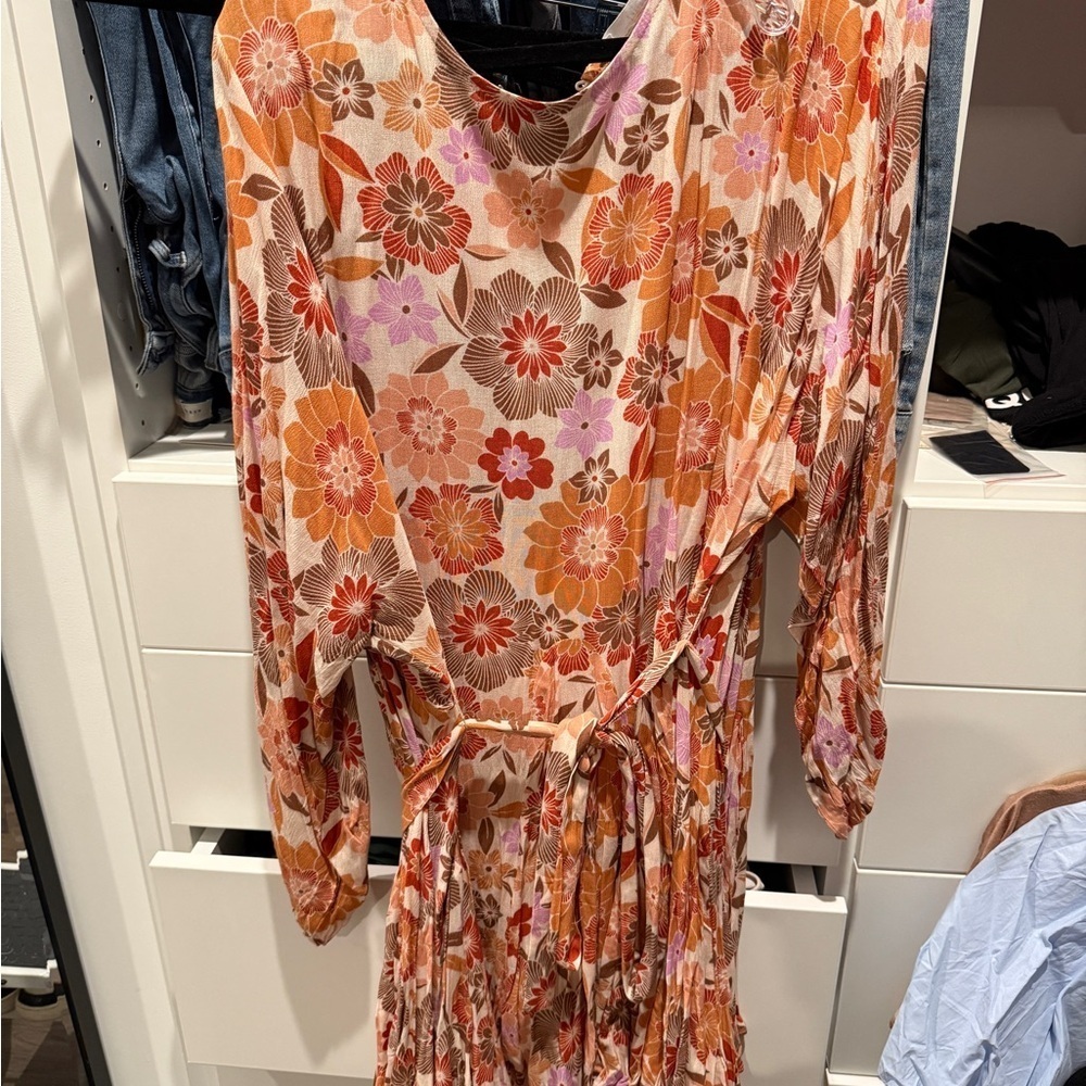 TALULAH Floral Mini Dress - Orange and Pink